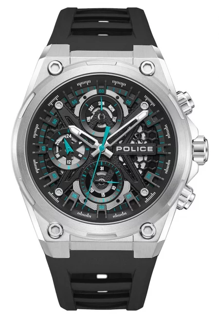 Мъжки часовник  кварцов механизъм - корпус от неръждаема стомана - силиконова каишка - 45мм - черен