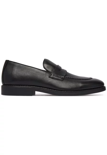 мъжки обувки loafer от естествена кожа - тип slip-on с детайл penny 0000306155473_40 - черно - Черен