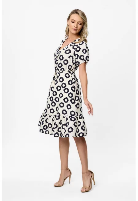 Миди рокля Nancy с шпиц - Черен/Мръснобял