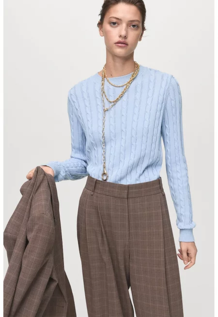 Памучен плетен пуловер