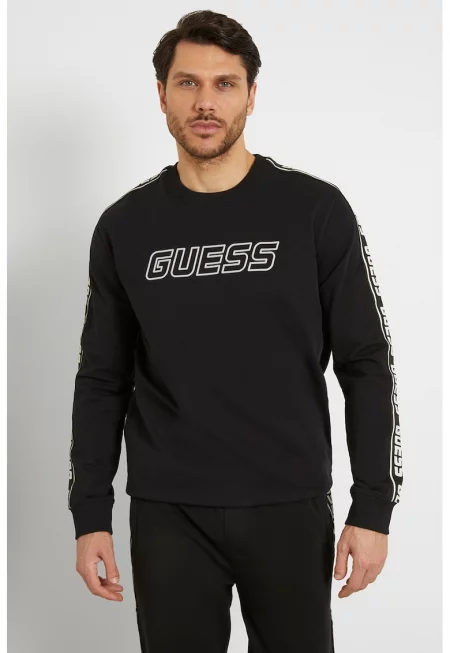 Памучен суитшърт с лого - Черен