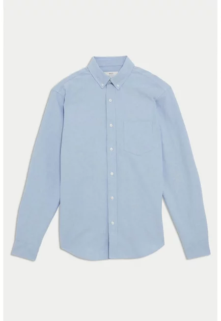 Памучна риза с копчета на яката