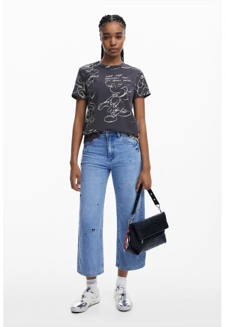 Памучна тениска с десен Mickey Mouse