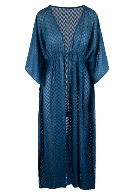 Плажно кимоно с връзки - Кралско Синьо