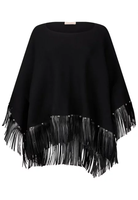 Плетено пончо - Черен
