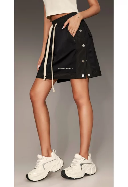 Пола с капси - F26302 - Черен