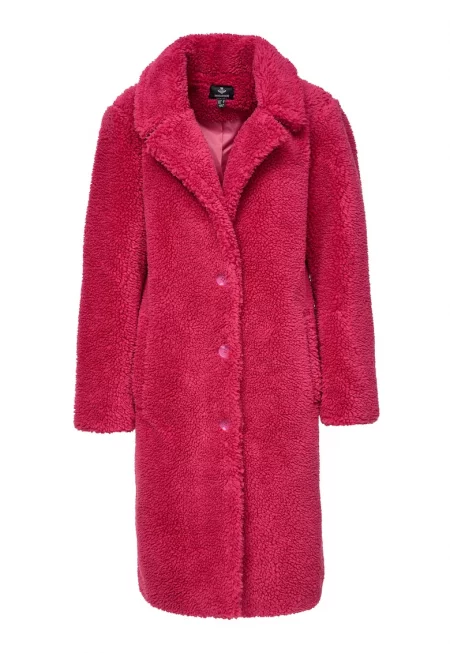 Пухено палто със скосени джобове