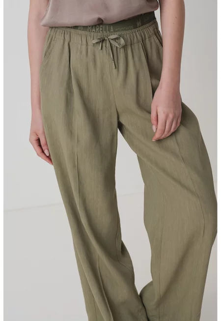 Разкроен панталон с лого - Зелени аспержи