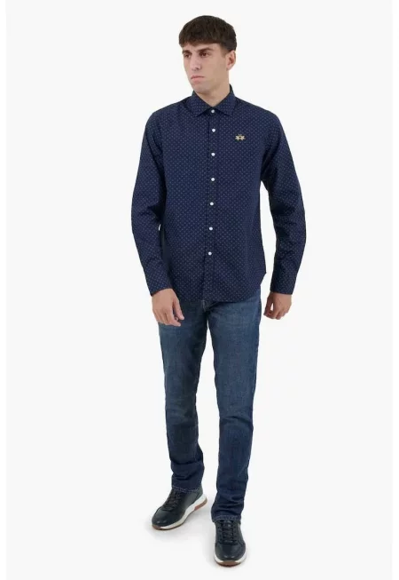 Риза  regular fit с лого Floral ZMC020 - Тъмносин