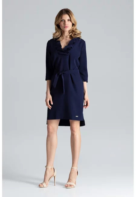 Рокля  елегантна - тъмносиня - полиестер -