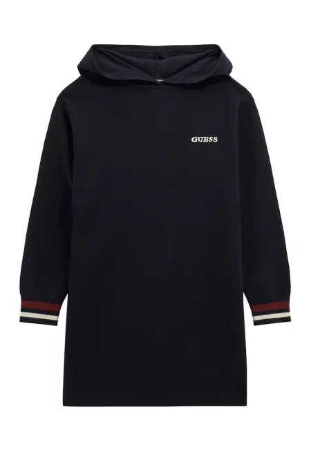 Рокля с вълна с качулка - Тъмносин