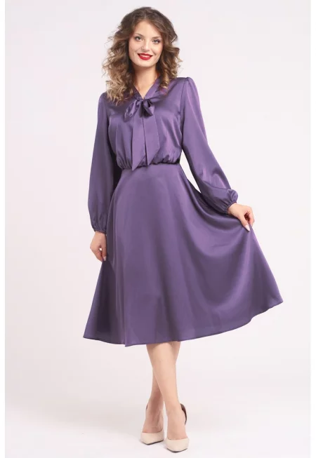 Сатинирана рокля с панделка