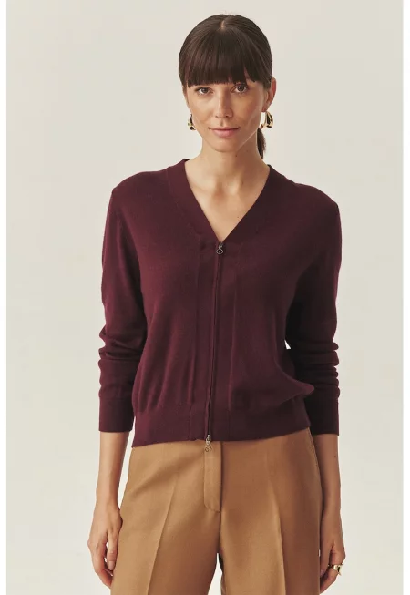 Шпиц жилетка с цип - Тъмновиолетов