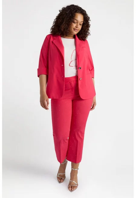 Скъсен панталон с памук и лиосел - Яркорозово