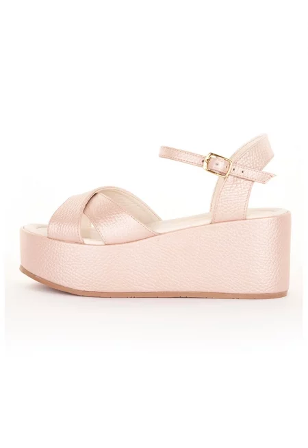 Скосени кожени сандали Tessa - Светлорозов