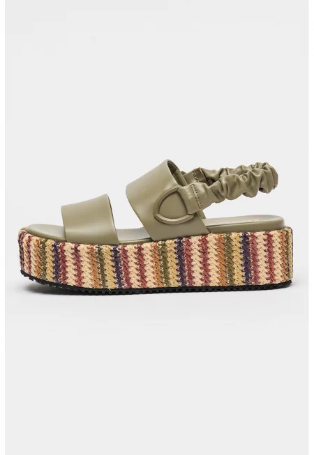 Скосени спортни обувки Opal от еко кожа - Виолетов/Аква зелено