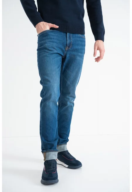 Слим скосени дънки - Тъмносин