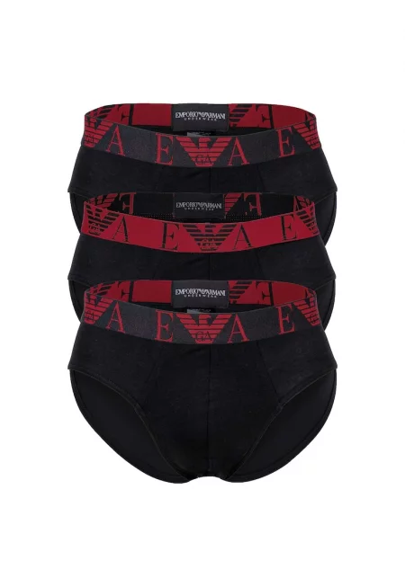 Слипове с лого на талията - 3 чифта - Черен