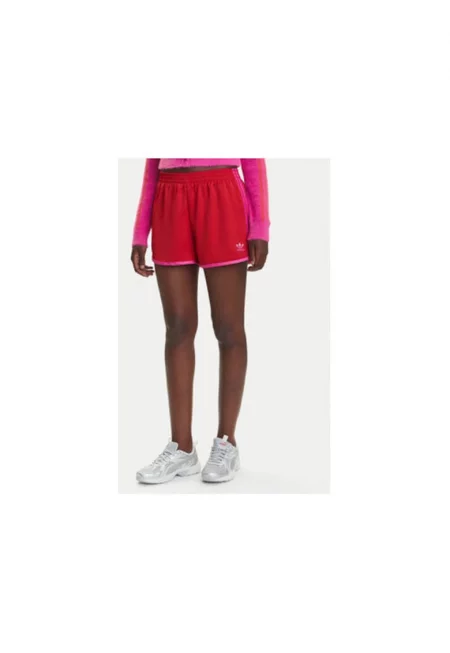 Спортни къси панталони от полиестер с райета и лого