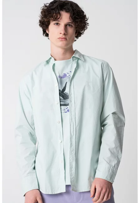 Стандартна памучна риза с бродирано лого