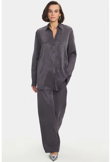 Свободна риза с принт и панталон - Антрацитно сиво