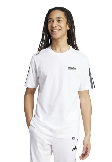 Свободна тениска с лого на гърдите - Бял - Черен -