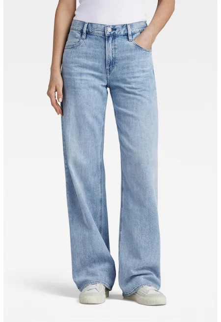 Свободни дънки Judee с миди талия - Пастелносин