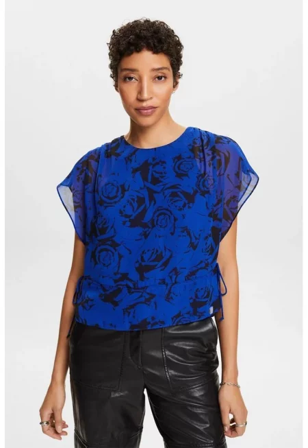 Свободнопадаща блуза - Черен/Кралско Синьо