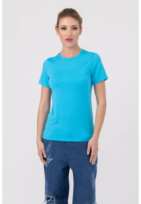 Тениска Franca с овално деколте - Светлосин