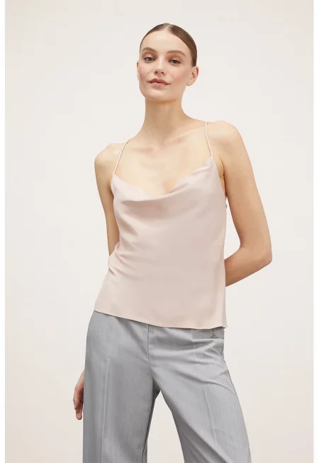 Топ с кръстосани презрамки - Бледо розово