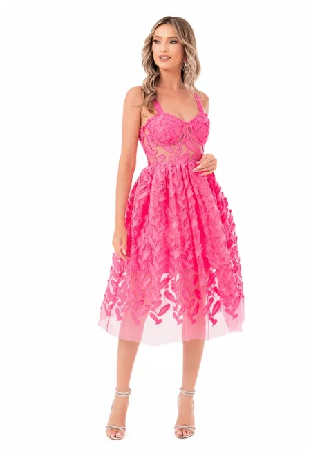 Тюлена рокля без ръкави - Фуксия