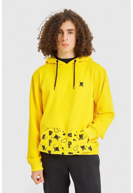 Унисекс худи с джоб тип кенгуру - Жълт