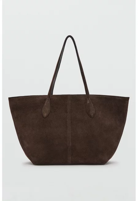 Велурена шопинг чанта - Кафяв