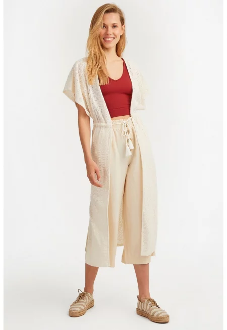 Жилетка с цепки встрани - Светло бежово