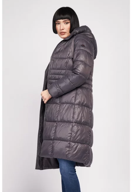 Зимно яке с качулка и капитониран дизайн