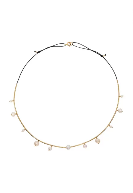 14K Gold-Filled Necklace With Pearls - Бял/Златист