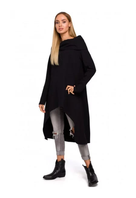 Асиметрична туника -  памук - черно