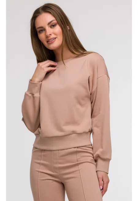 Блуза с разкроен гръб -  Бежов