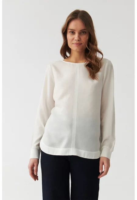 Блуза Viki с деколте тип лодка - Бял