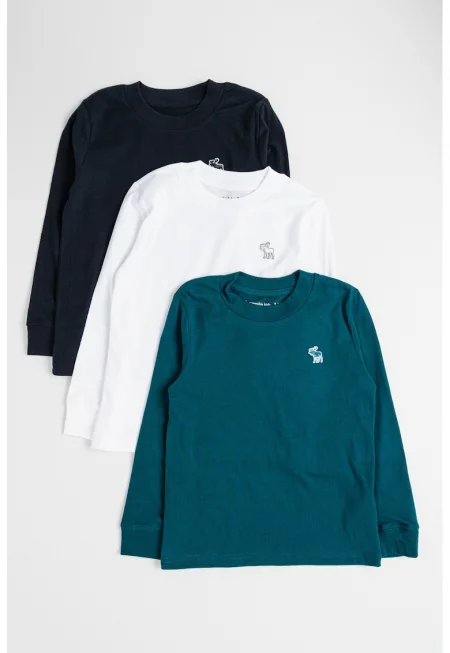 Блузи с памук с овално деколте - 3 броя