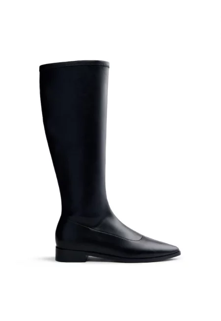 Ботуши до коляното от еко кожа - Черен