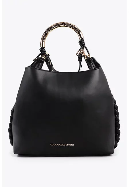 Чанта от еко кожа с отделяща се презрамка - Черен