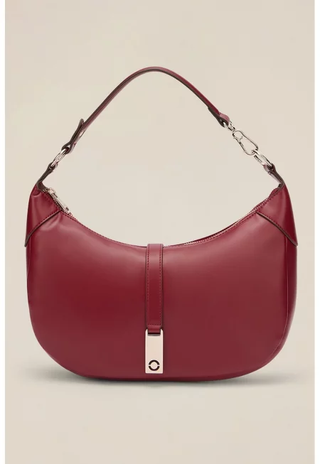 Чанта за рамо от еко кожа с несесер - Тъмночервен