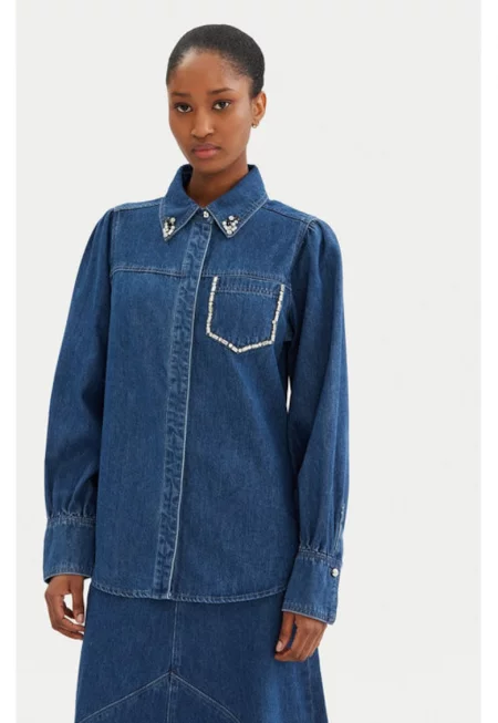 Дамска риза -  304453717 - Памук - Син