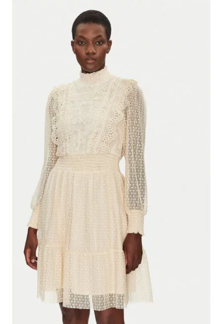 Дамска рокля -  304893674 - Полиамид/Памук - Бежов - Бежов