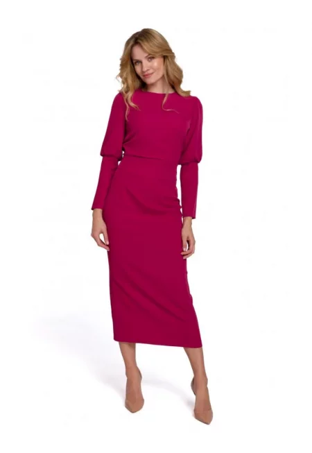 Дамска рокля  елегантен модел - полиестер - еластан - nude