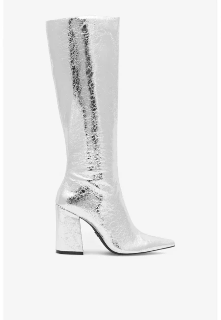Дамски ботуши  5905588152675 - Синтетични - Сребърни - Сребрист
