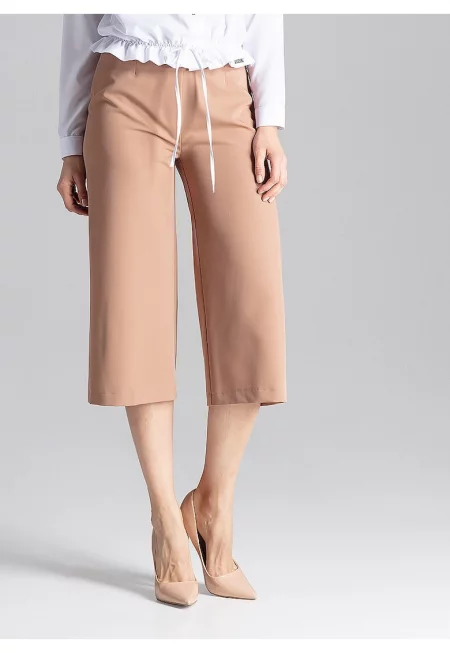 Дамски панталон -  бежов - полиестер и вискоза