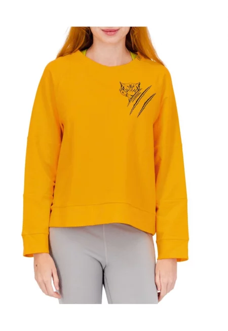 Дамски суичър  овърсайз - памук/еластан - жълт -