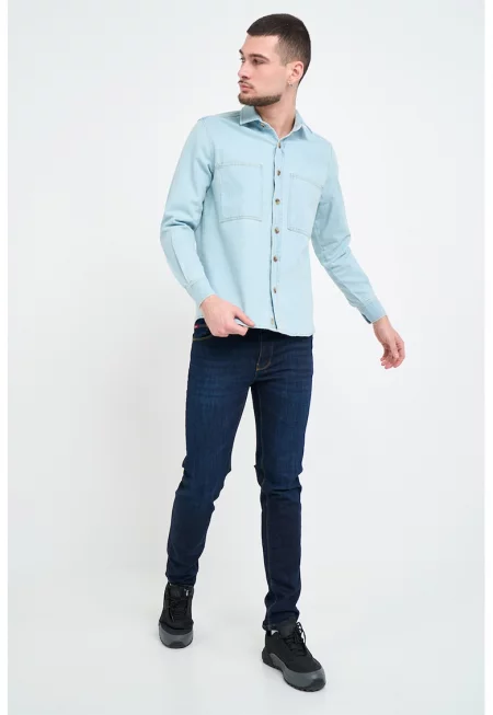 Дънкова риза - Ледено синьо